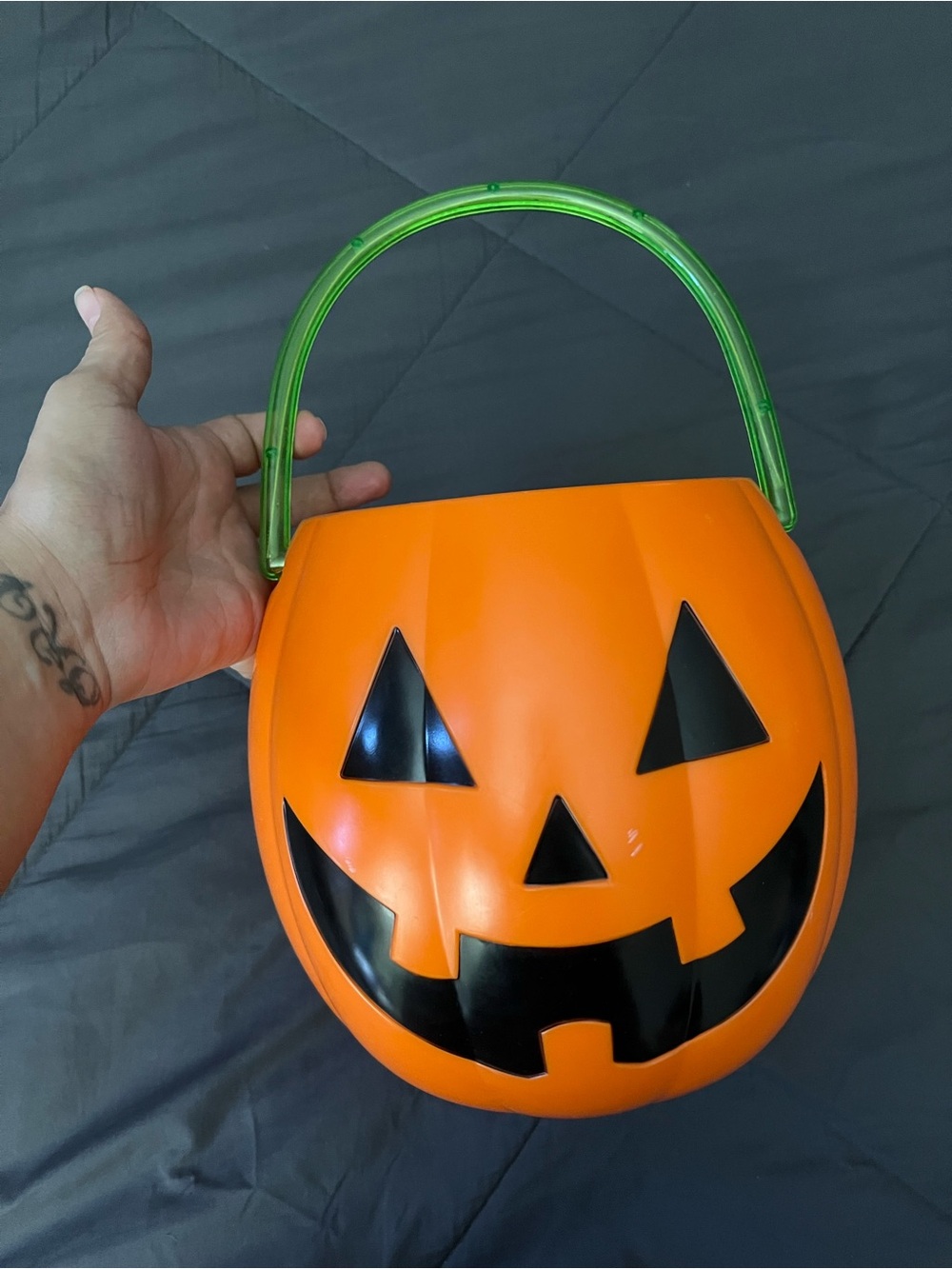 Target Orange Jack-O'-Lantern Candy Pail with Green Handle